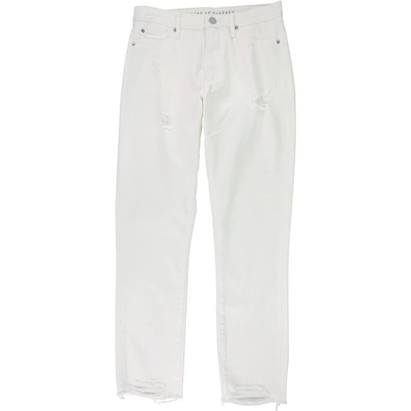 Articles of Society Jeans Rene High Rise Straight Leg Taper White Distressed 28” - Picture 2 of 12